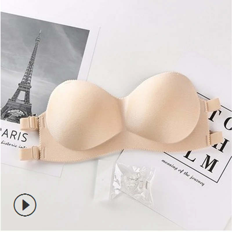 

Front Closure Invisible Bras Seamless Wire Free Strapless Bras Underwear Back Beautify Push Up Bra