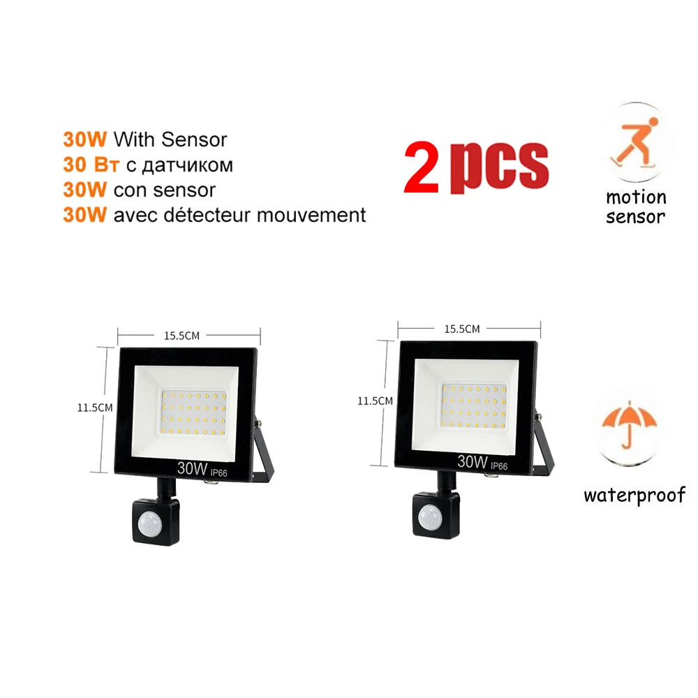 

2 шт. 220 в 10-100 Вт Светодиодный прожектор Точечный светильник наружный Уличный настенный отражатель светодиодный беспроводной светсветильни...