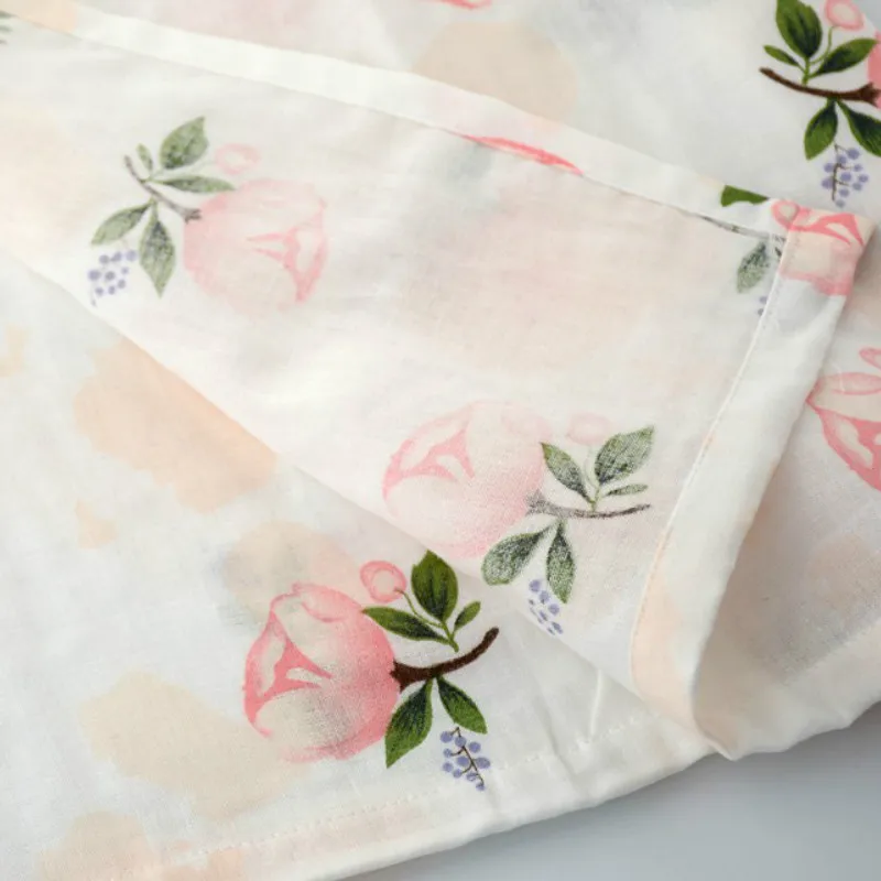 Халат женский хлопковый с принтом тонкий дышащий банный халат-кимоно в японском