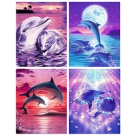5d diy poured glue diamond painting kits dolphin full round with ab drill handcraft animal unique gift home decor embroidery art