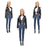 16 bjd doll clothes fashion leather coat jacket vest skirt pants for barbie clothes set outfit 11 5 dollhouse accessories toys