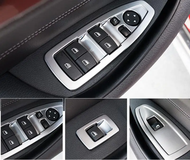 

For BMW X1 F48 2016 2017 Matte stainless steel /ABS Chrome plastic Left Hand Drive Door Window Lift Switch Regulator Trim 4pcs