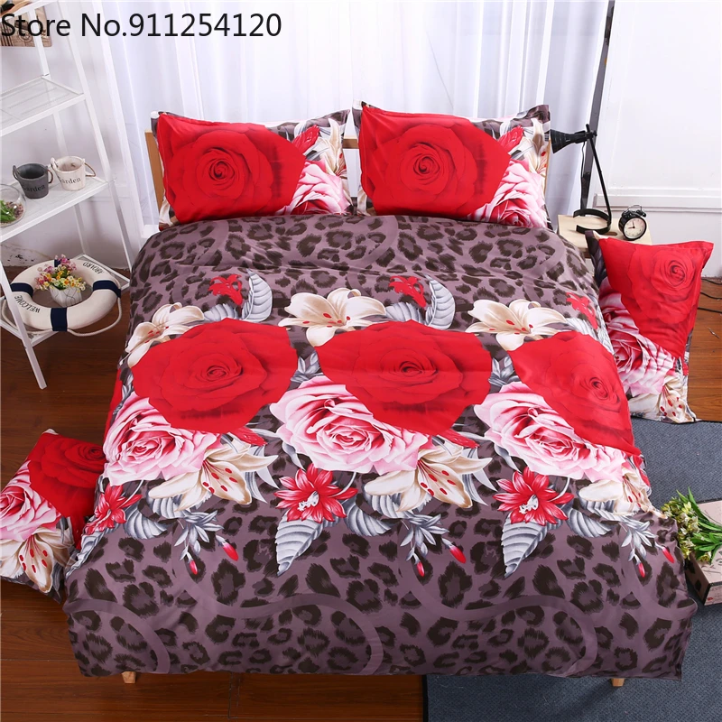 Комплект постельного белья для пар комплект черного с 3d рисунком влюбленных роз