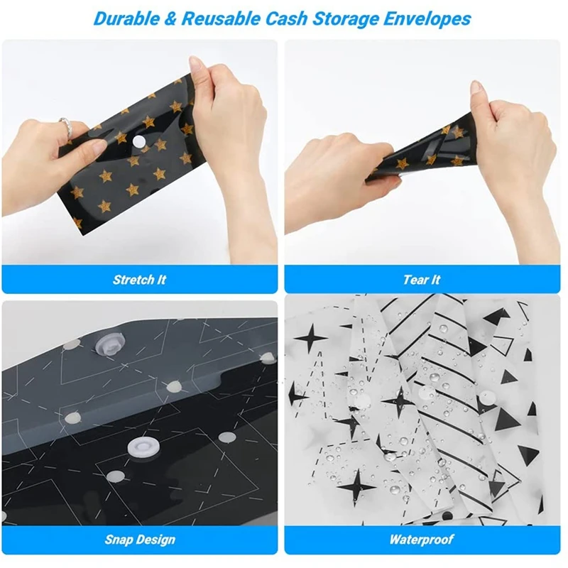 

Cash Envelope System Envelopes Reusable Cash Storage Envelope Waterproof Plastic Cash Envelopes for Budgeting and Saving