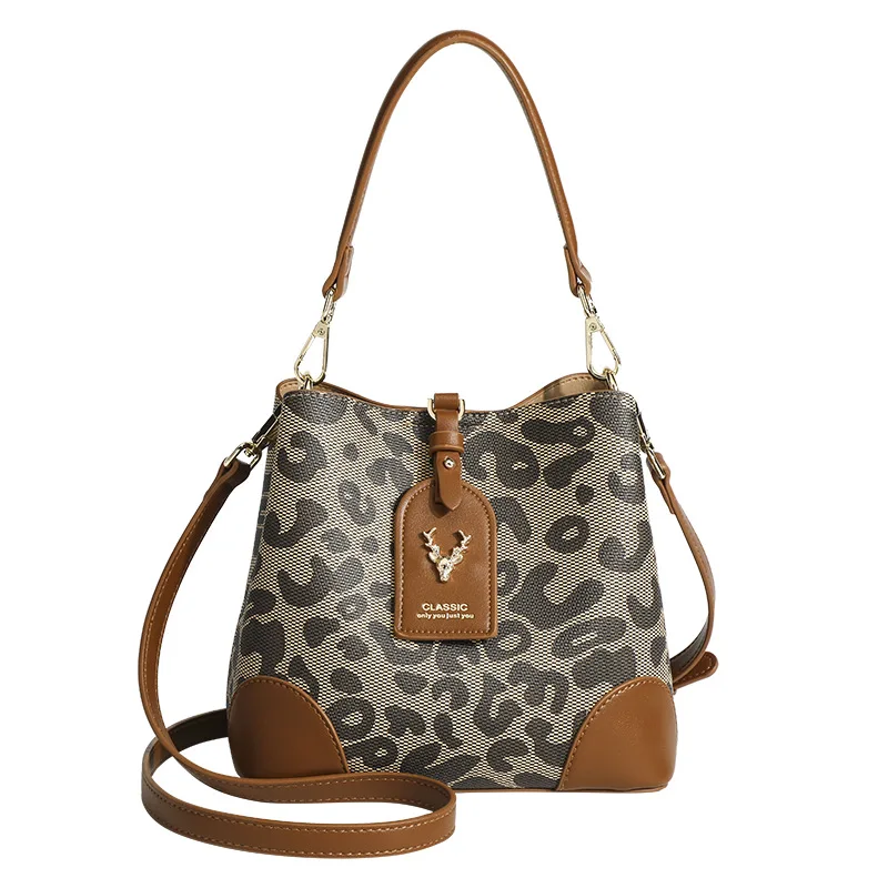 

Роскошная брендовая 100% натуральная кожа, в западном стиле, Классическая модная сумка-мешок с леопардовым принтом, сумка-мессенджер через пл...