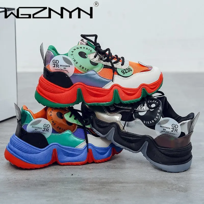 

WGZNYN 2021 Spring Hot High Quality Women Shoes Female Platform Sneakers Zapatos Mujer Casual Female Shoes Woman Plus Size 36-42