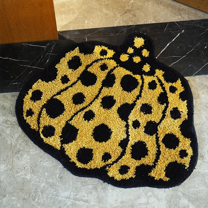 bathroom rug pumpkin shape mat fluffy entrance carpet area floor pad doormat tidy aesthetic home room decor rugs yayoi kusama free global shipping