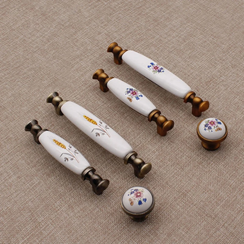 Дверные ручки страны Стиль Керамика ящика Тянет Ручки комод Кухня Кабинет и для
