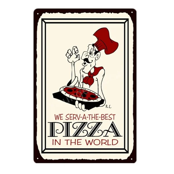 

Italian Good Food Pizza Pies Metal Signs Wall Decoration Vintage Metal Poster Home Kitchen Decor Painting Plaques YJ145