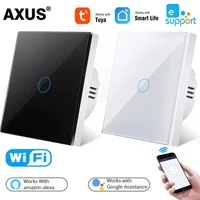 Умный сенсорный выключатель AXUS Tuya с Wi-Fi, не требует нейтрального провода, настенный выключатель для умного дома с поддержкой Alexa и Google, с голо...
