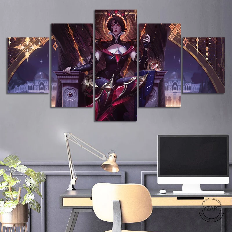 

5 панелей, новый постер с камилой в стиле видеоигры, игровой постер, картина LOL, печать на холсте для мальчика, декор для спальни, настенное ис...