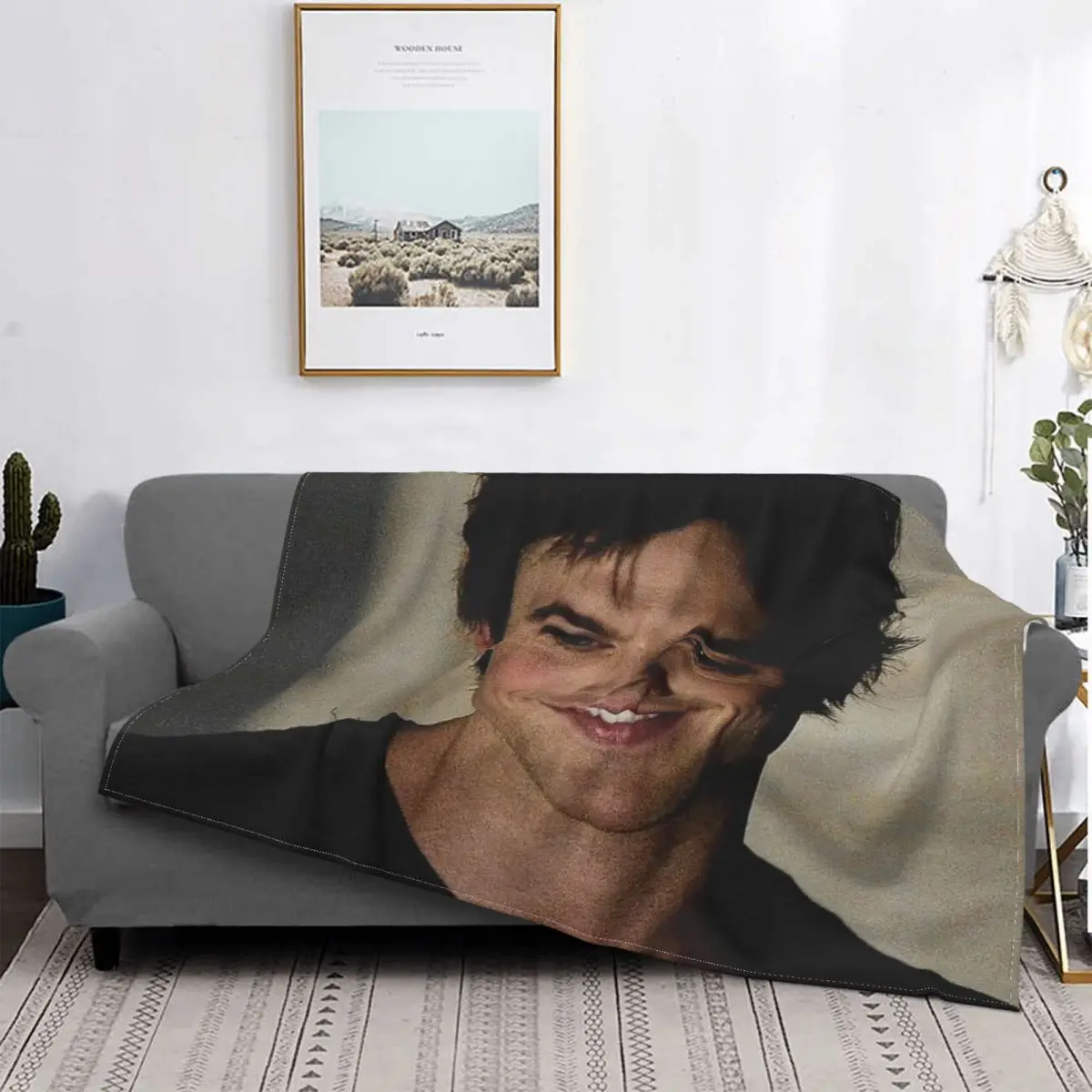 

Damon Salvatorea Vampire Blanket Fleece Textile The Vampire Diaries Breathable Warm Throw Blanket for Home Office Bedspreads