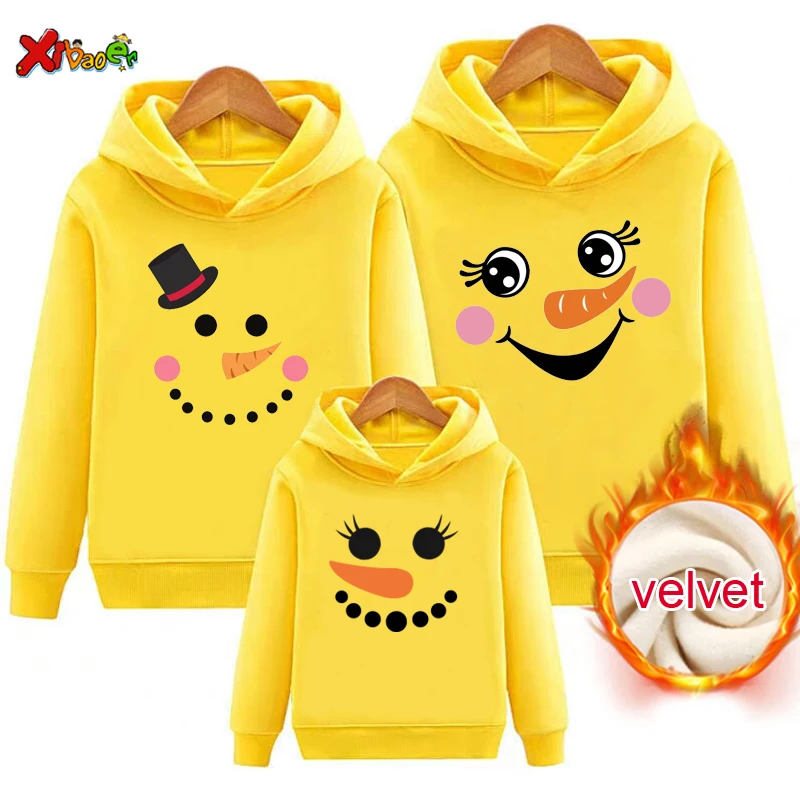 Купи Family Hoodie Christmas Outfits Winter Matching Outfit Warm Children Clothing Pullover Plus Velvet Sweater Adult Kids Clothes за 959 рублей в магазине AliExpress