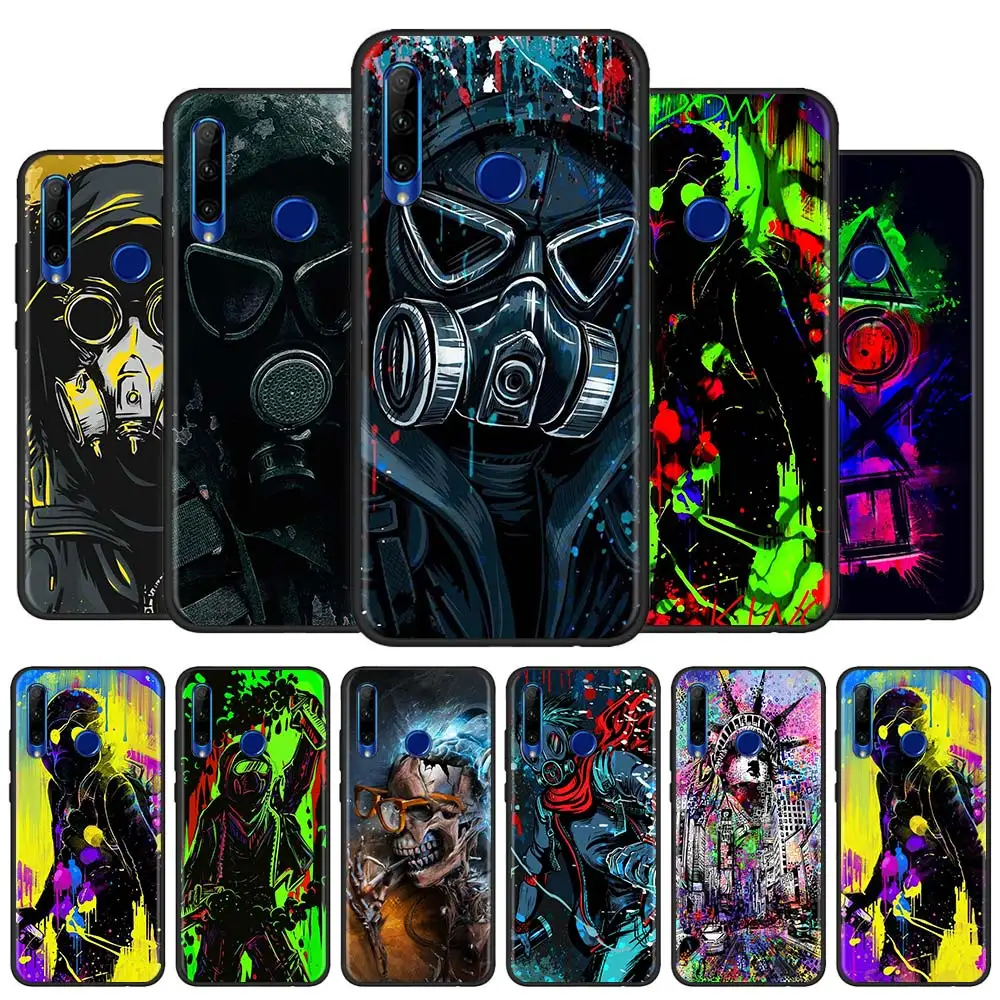 Силиконовый чехол для телефона Huawei Y7a Y9a Y8p Y8s Y6p Y5p Y9 Y7 Y6 2019 DJ Man противогаз