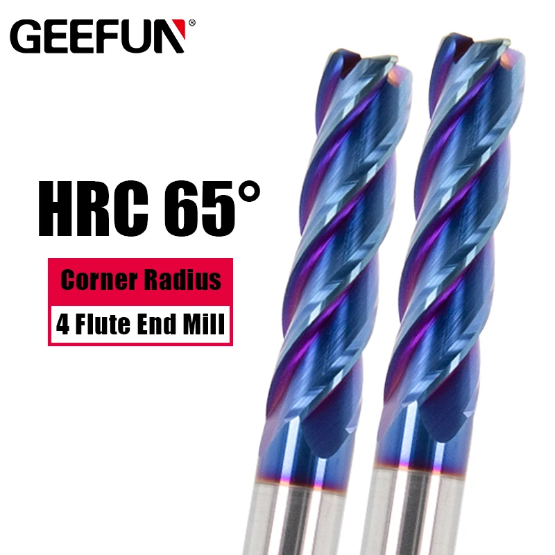 

Carbide Corner Radius End Mill Tungsten Steel CNC HRC 65 Milling Cutter Machine Tool 4 Flutes Cutter R0.5 R1 Metal Router