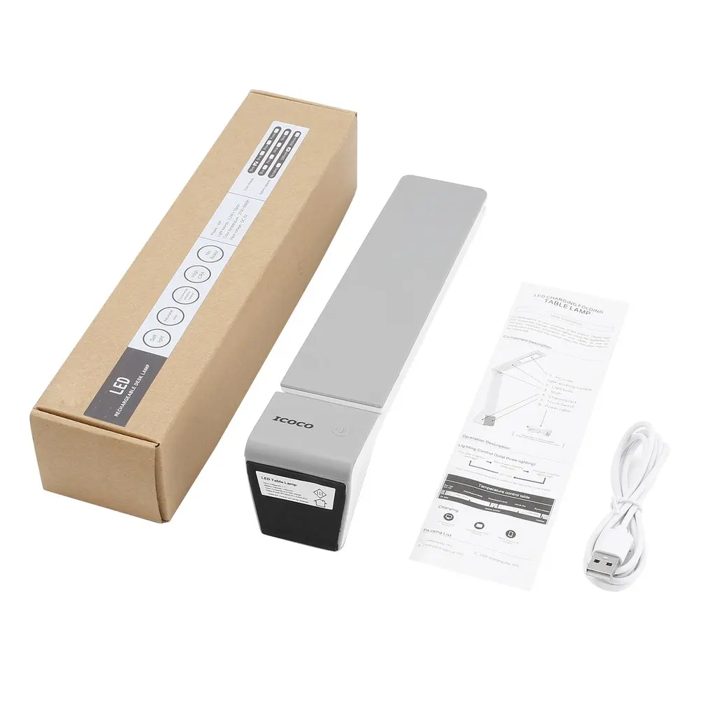 

ICOCO складной Портативный 2700-6500K PC чехол с модным дизайном для защиты глаз сенсорный выключатель светодиодный зарядки Складная Настольная Ла...