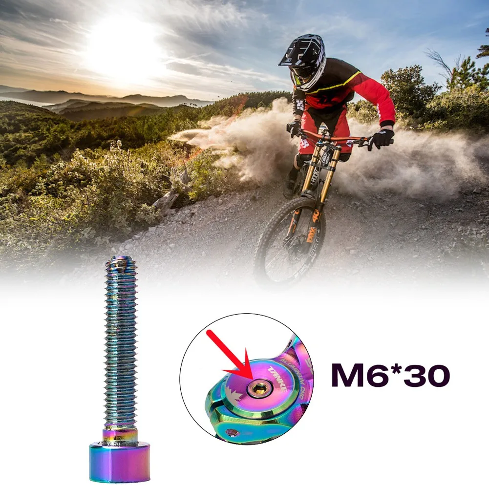 

Bike Stem Top Cap Screw M6x30 Colorful Aluminum Alloy Bicycle Headset Bolt Bicycle Handlebar Cover Screw Accessories