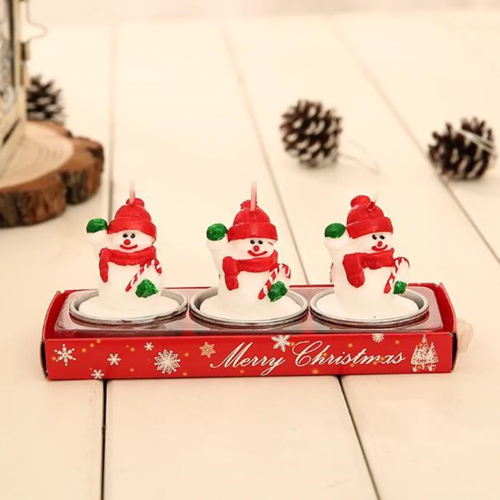 3pcs candle snowman Navidad, Деревянные Подсвечники, подсвечники, фонарь, винтажные рождественские украшения для дома, новогодние вечерние украшения, подарки - Цвет: 3pcs candle snowman