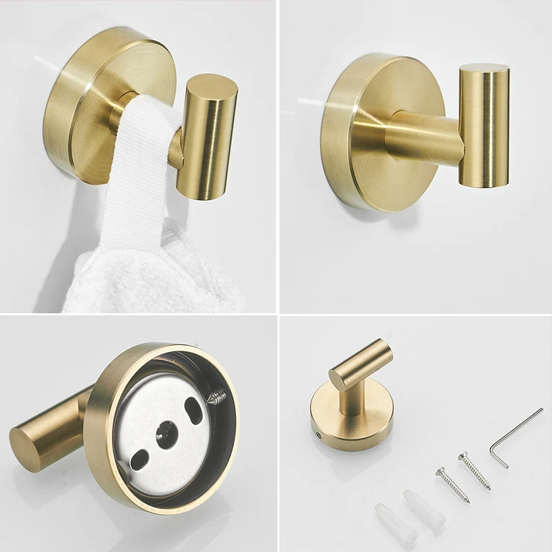 bathroom towel holder set golden stainless steel wall mount towel bar ring washroom shelves storage rack hooks tissue holder free global shipping