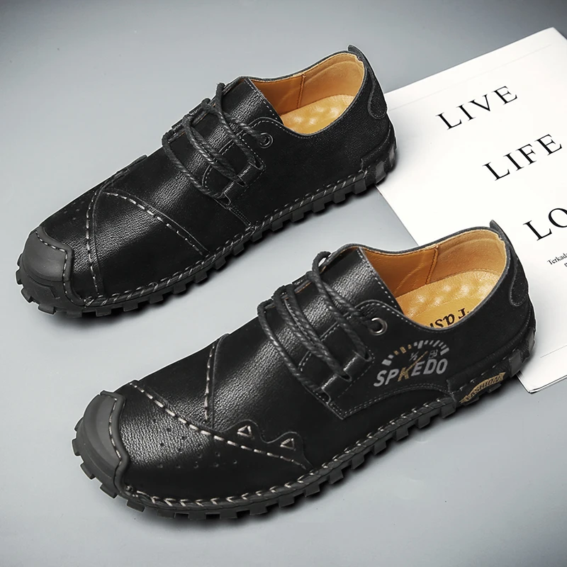 Туфли мужские из натуральной кожи Роскошные в стиле ретро Нескользящие удобные