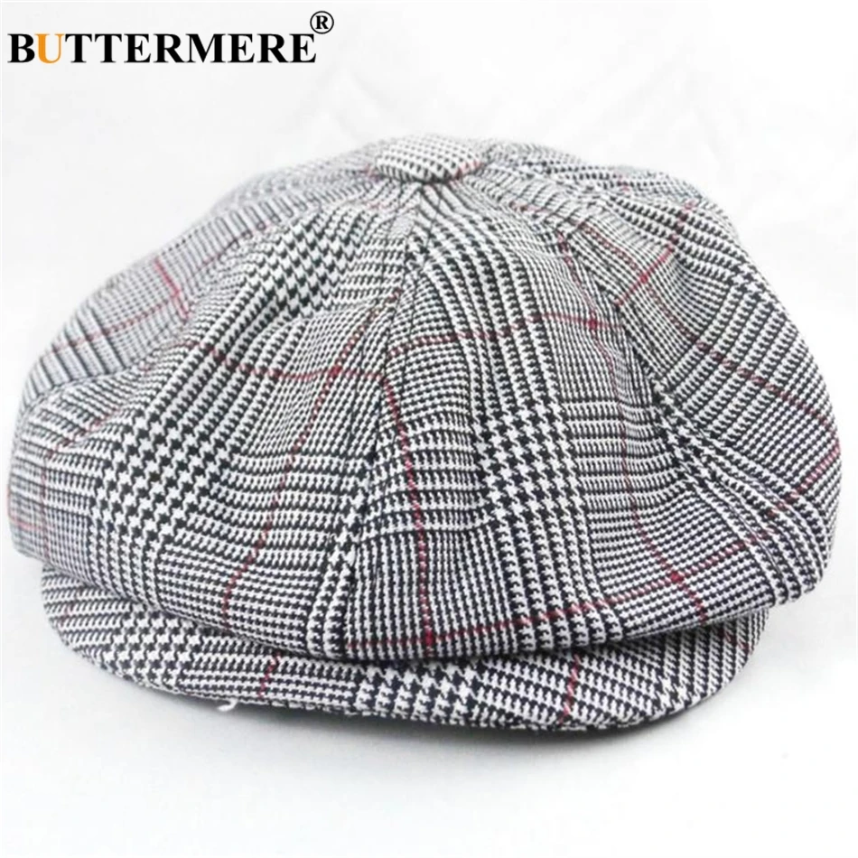 BUTTERMERE шапка Newsboy унисекс для мужчин и женщин, шерстяная восьмиугольная кепка, винтажная клетчатая кепка для мужчин и женщин, берет на осень и зиму, плоская кепка