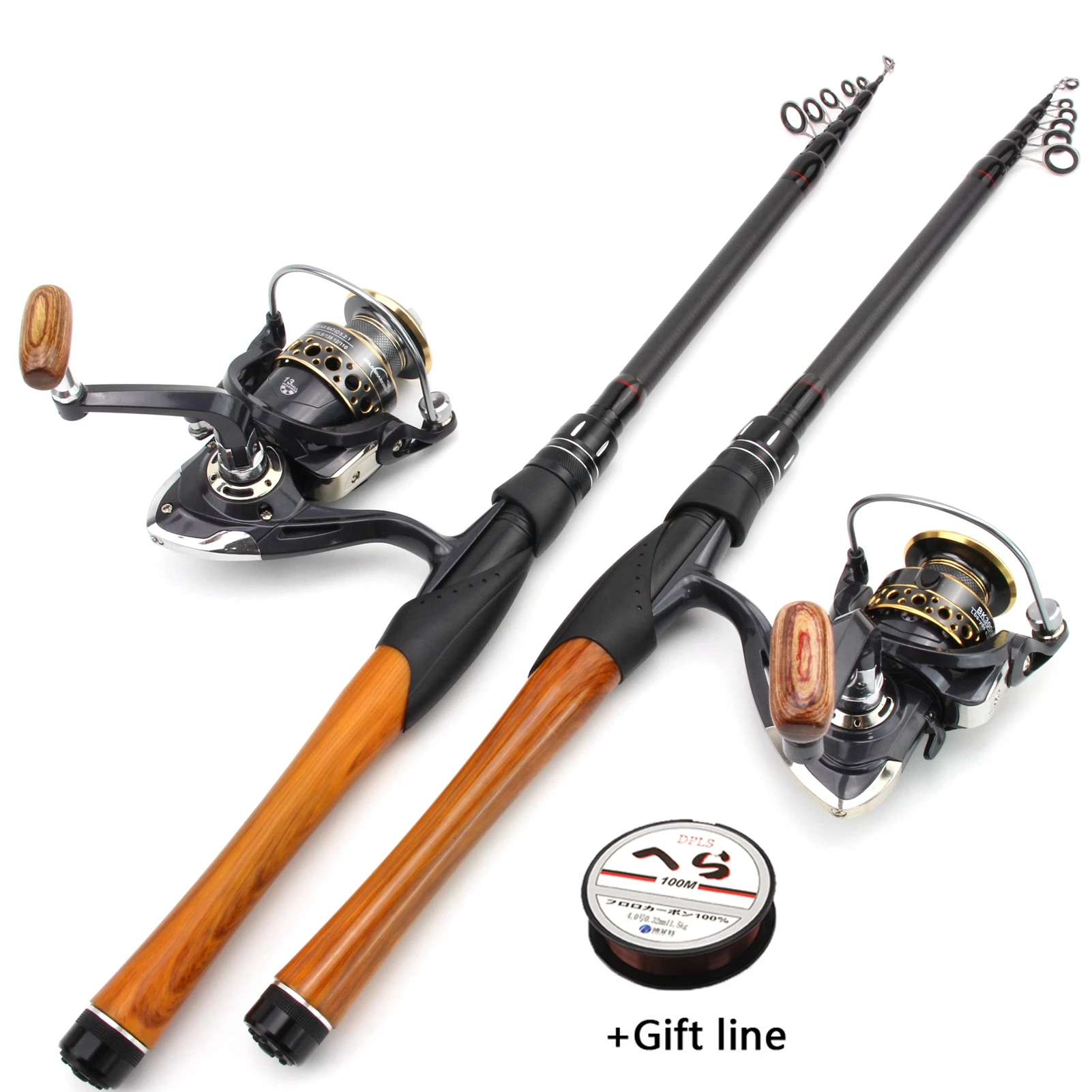 

NEW 1.8m2.1m2.4m2.7m Rod Reel Combos telescopic Spinning fishing rod Spinning Reels set carbon Pikes fish trout rods pesca