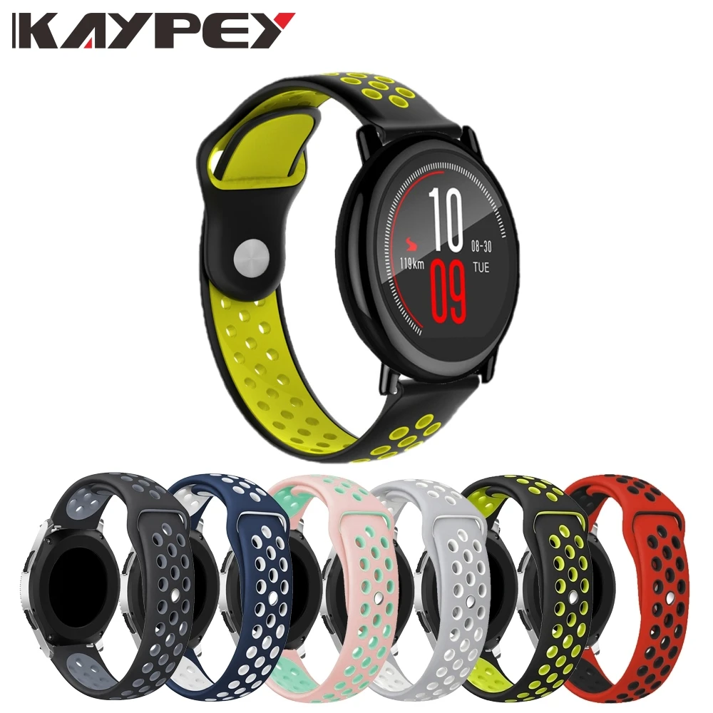Красочные Мягкие силиконовые часы ремешок для Xiaomi Huami Amazfit Pace дышащий браслет Сменные браслеты 22 мм ремешок