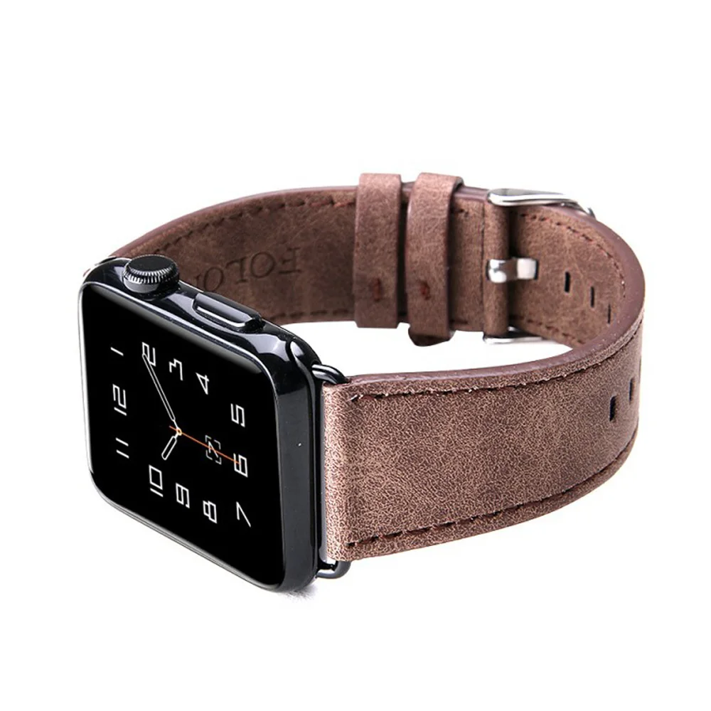 

Retro Leather Strap for Apple Watch SE Band Series 6 5 4 3 2 Bracelet Crazy Horse Pattern 44mm 40mm 42mm 38mm Replacement Belt