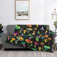 magic psychedelic mushroom blanket flannel winter fantasy portable super warm throw blankets for sofa office plush thin quilt