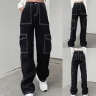 Женские прямые джинсы SAGACE высокого качества, широкие брюки со средней талией, прямые джинсы с карманами, повседневные мешковатые брюки