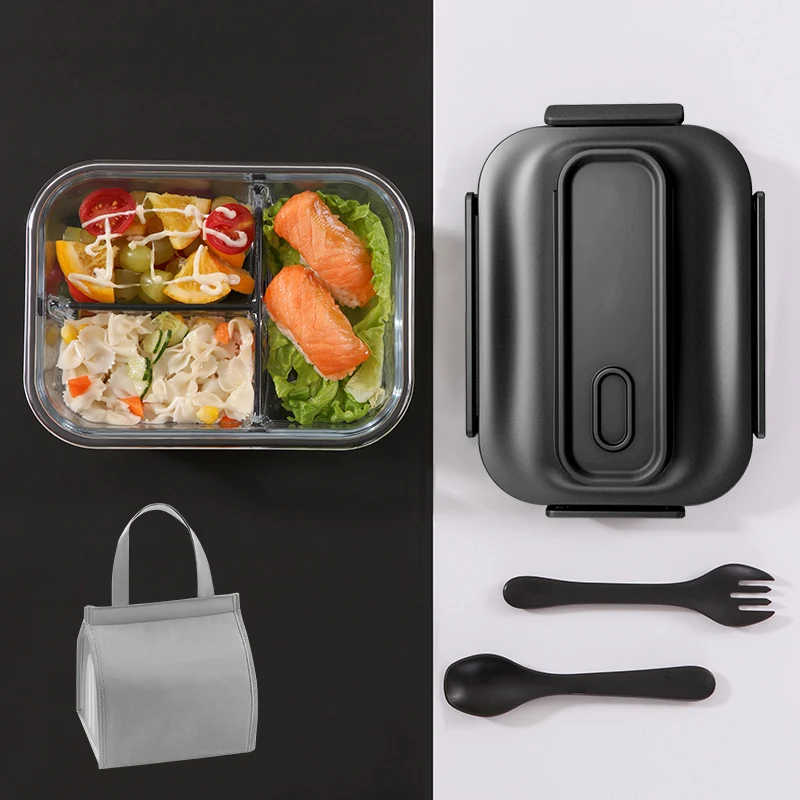 Стеклянный контейнер Bento в японском стиле Портативный Ланч-бокс для детей и