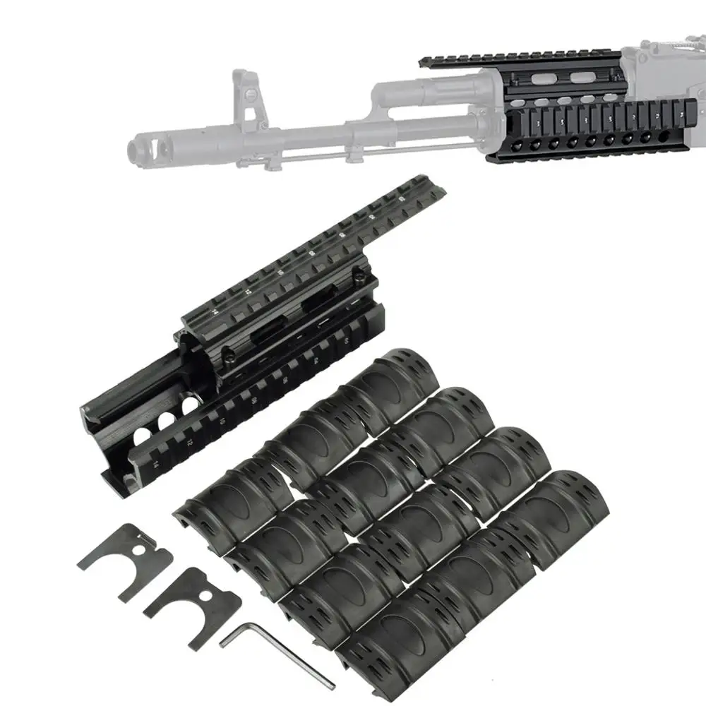 

Universal AK47 74 AKS Quad Said Rail mount Handguard Quad Side Rail with 12pcs rail Cover Airsoft Rifle Hunting Shooting Caza