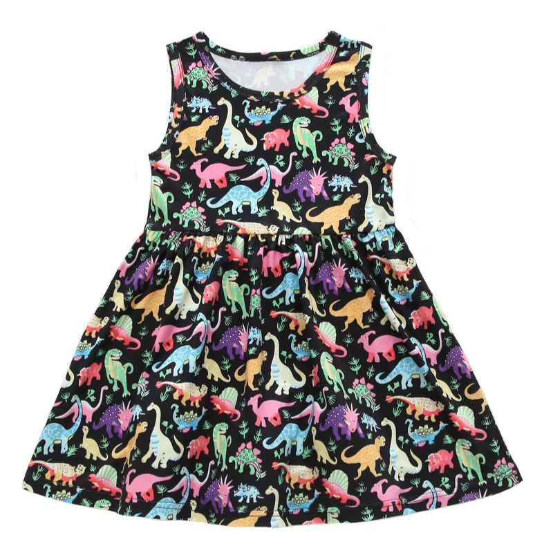 Новинка 2020 платье без рукавов с круглым вырезом для девочек детское черное
