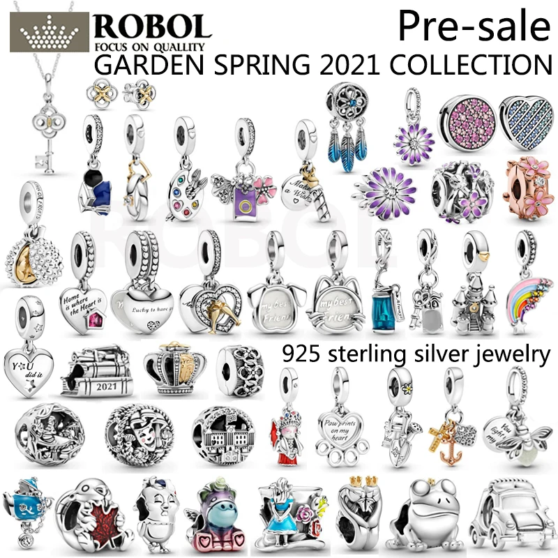 

925 Sterling Silver Original Women's Jewelry Garden Spring 2021 Collection Unicorn Heart and Oval Charm Pendant Free Shipping