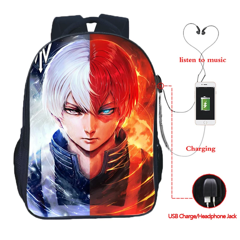 

High Quality My Hero Academia Backpack All Might Split Fashion USB Charge Rucksack Midoriya Men Women Boys Girls School Knapsack