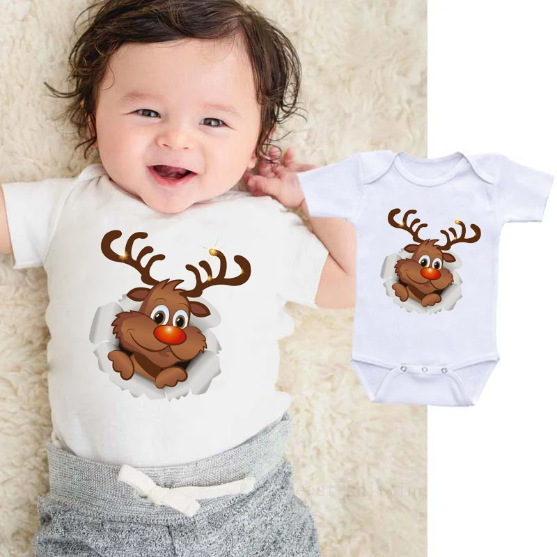 

DERMSPE New Arrival Christmas Tree Print Bodysuits Onesies Kids Hipster Playsuit Romper Newborn Sleepwear One-piece