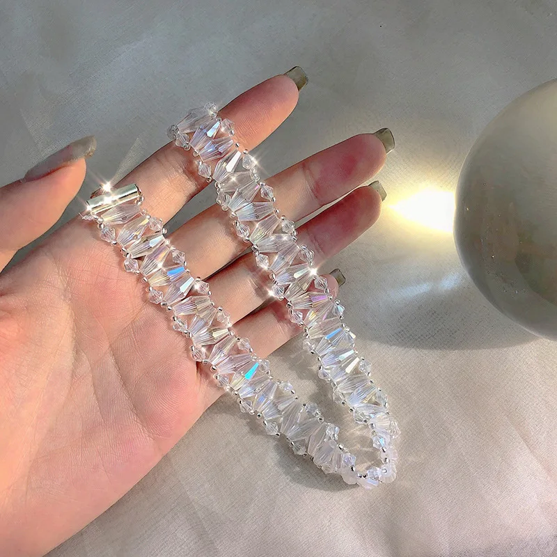 

Luxury Crystal Choker Necklace Women Etrendy New Jewelry Shinning Handmade Weaved Collares