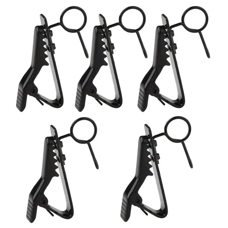 

5 Pcs Ring Mini 7.5 mm Microphone Clip Holder Tie Clip Collar Clip Practical (Black)