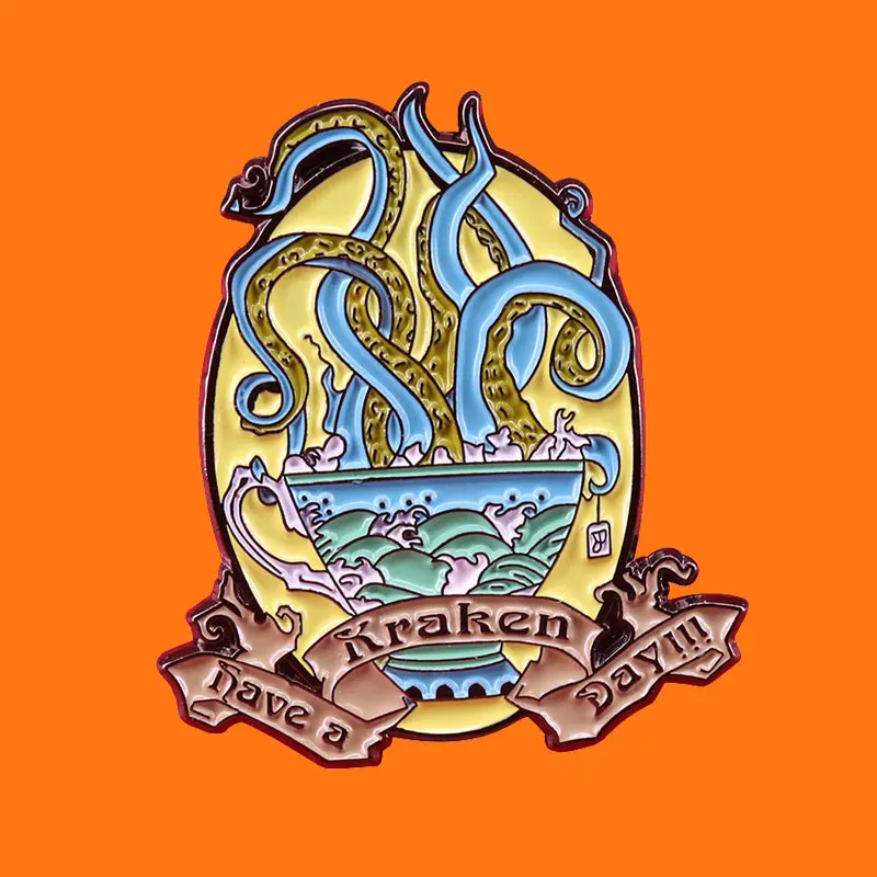 Кракен Неф в день! Эмалированные значки металлическая искусственная рыба рюкзак