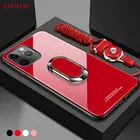 Чехол-накладка для iphone 13 pro Max, 12, 11 Pro, XR, XS Max, 7, 8 Plus, с магнитным кольцом-держателем, закаленное стекло