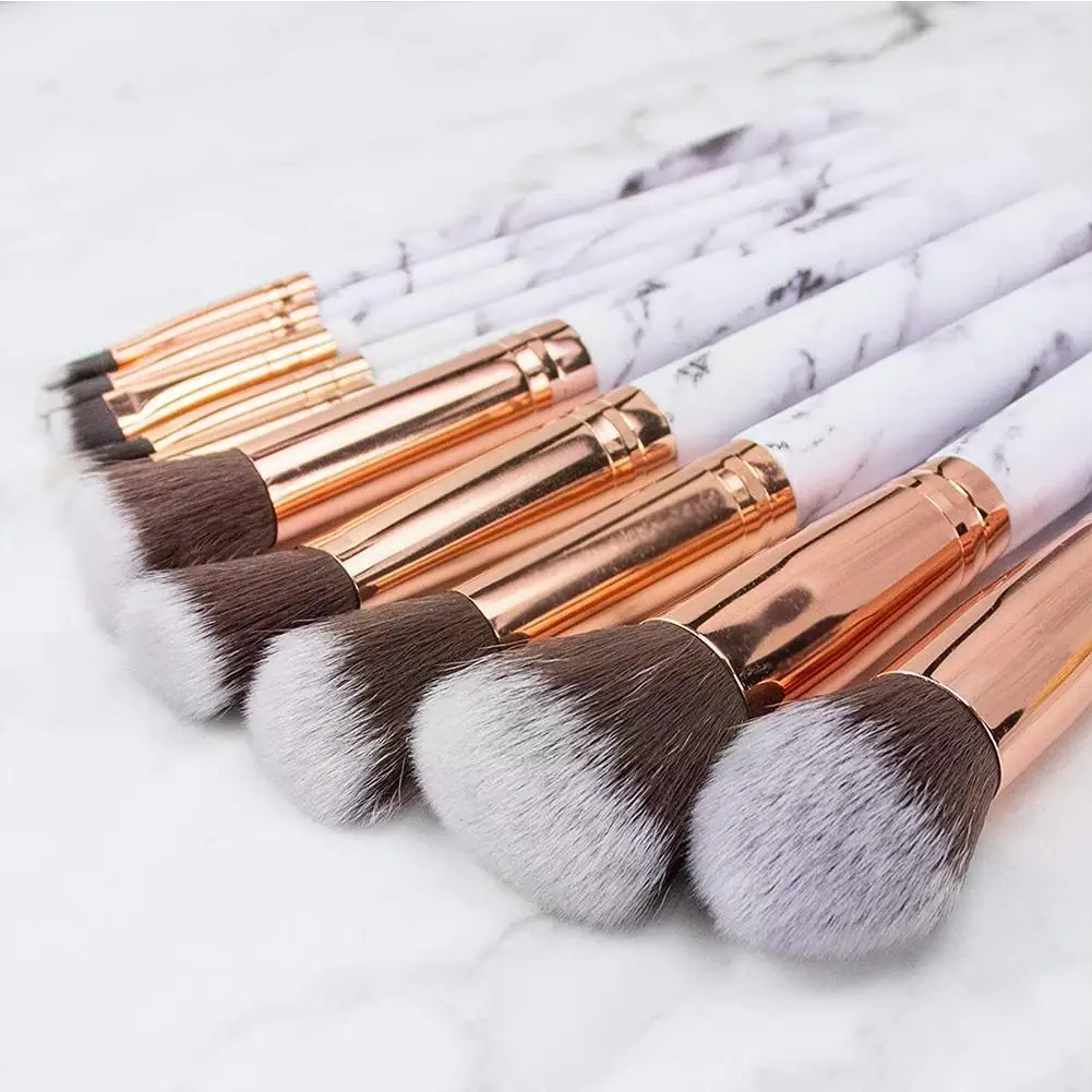 

10pcs Marble Makeup Brushes Tool Natural Brush Set Eyeshadow Up Lose Kit Brushes Lip Small Make Professional Powder Highlig J8X3