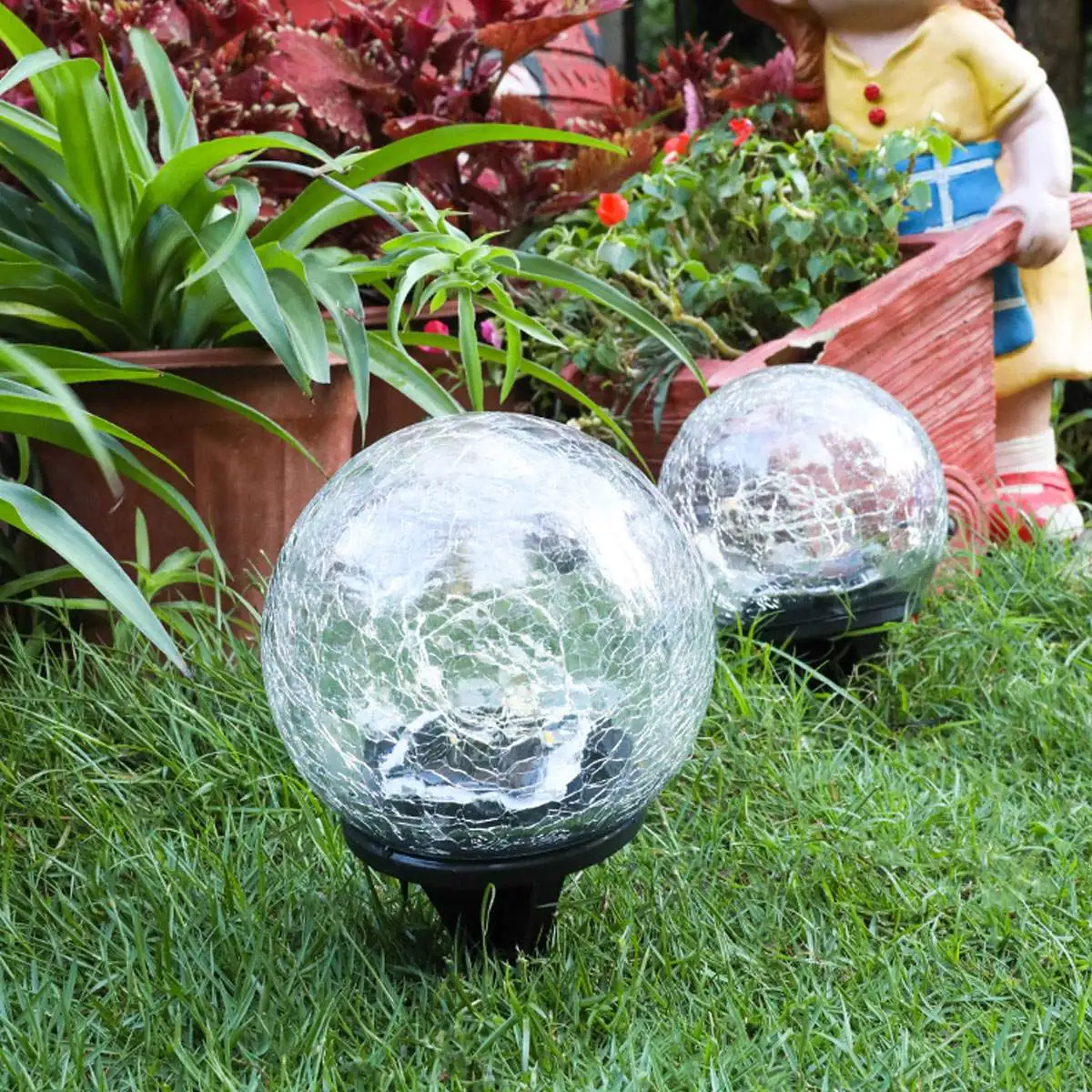 

Led Solar Power Lamps Lights For Garden Cracked Glass Ball LED Solar Light Outdoor Waterproof Ground Street Decorative Lights