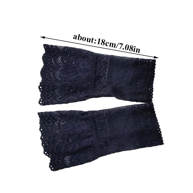 

Female Lace Fake Sleeves Summer Breathable Hollow Crochet Lace Wrist Warmers Floral Lace Pleated Stretch Fake Sleeves