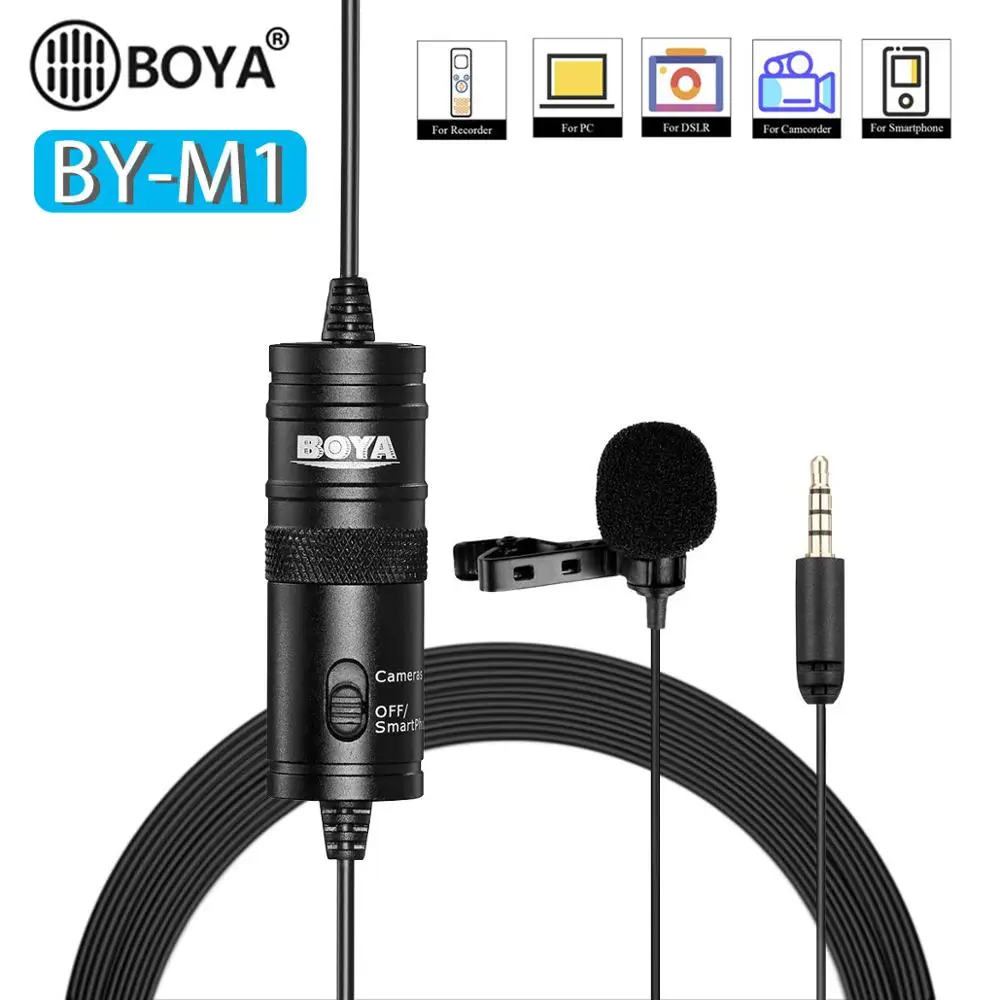 BOYA BY M1 петличный конденсаторный микрофон для Canon Nikon DSLR видеокамеры iPhone X 7 Plus Аудио