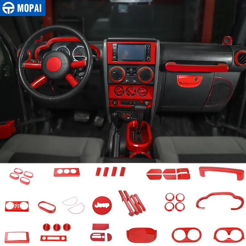 Автомобильные наклейки для интерьера MOPAI Jeep Wrangler JK 2007 2010 красный комплект