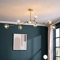 nordic metal glass led chandelier loft lustre living room villa indoor decor modern pendant lamp lighting ball kitchen fixtures