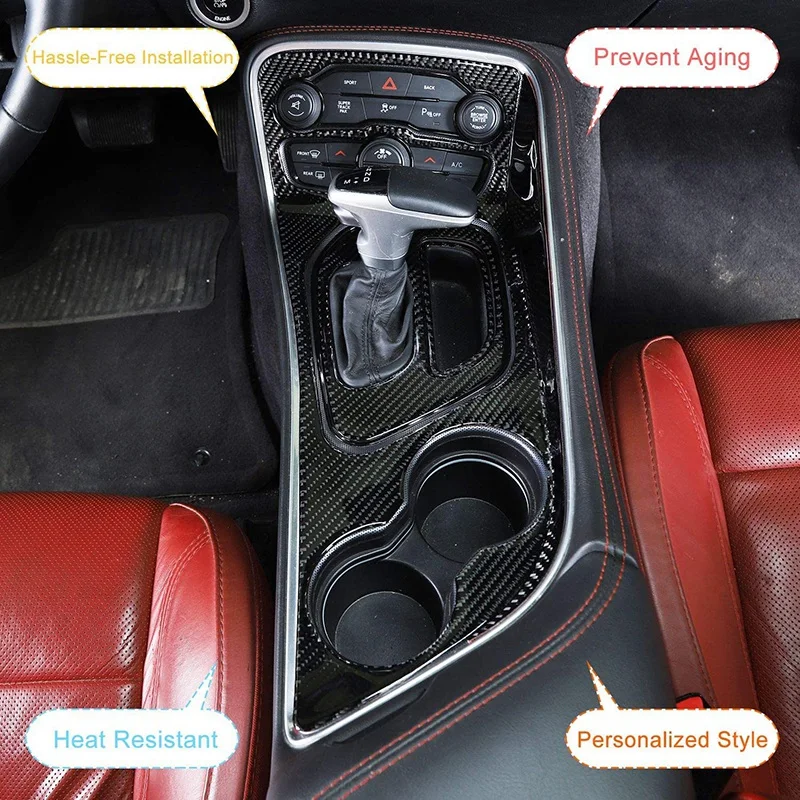 

Carbon Fiber for Dodge Challenger 2015-2021 Accessories Interior Car Gear Shift Panel Cup Holder Cover Trim Sticker