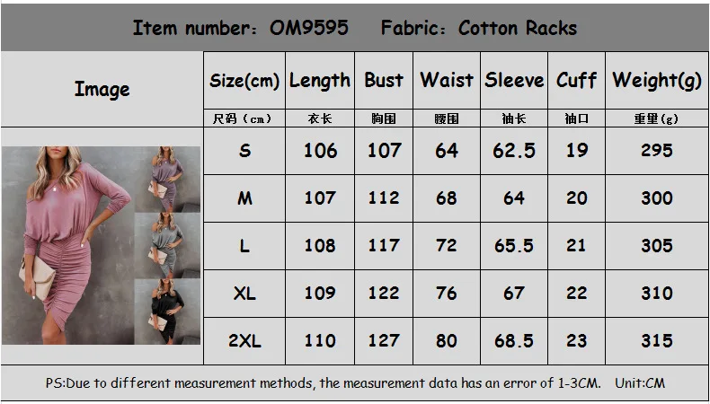 

Spring and Summer New Style Long-sleeved Round Neck Bag Hip Fold Sexy Irregular Dress Women dresses for women