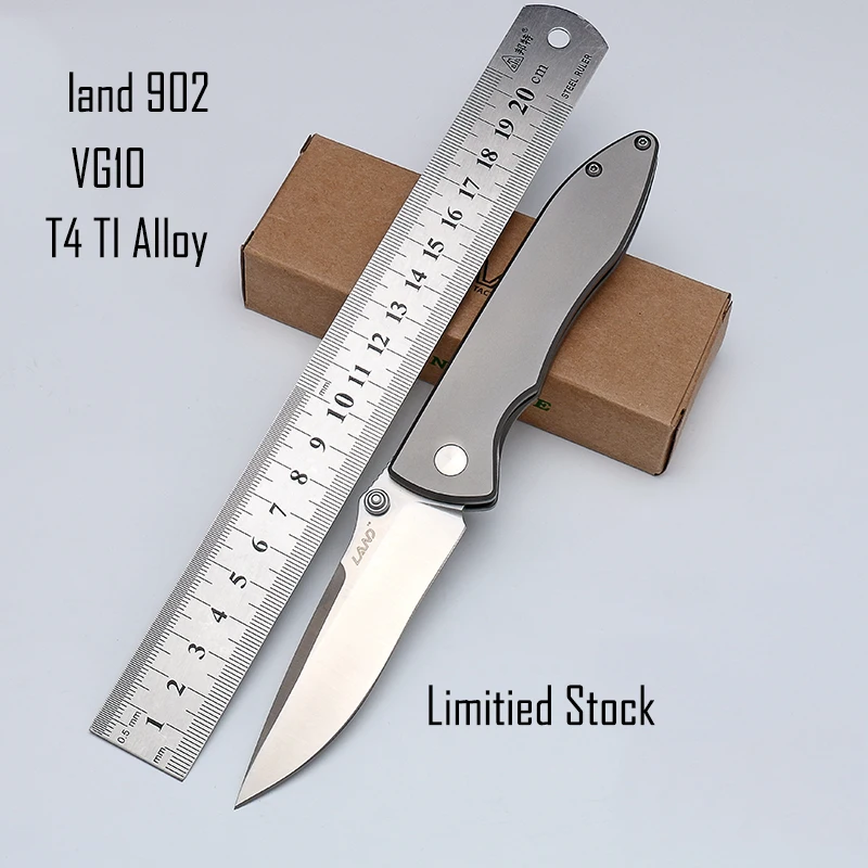 Land 902 открытый Армейский Складной Нож VG10 из нержавеющей стали TC4 TI ручка из сплава с карманным зажимом для кемпинга и выживания