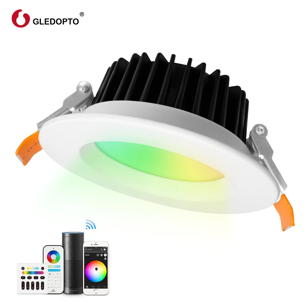 

GLEDOPTO zigbee smart downlight plus RGB+CCT 6W/9W/12W light work with zigbee hub, echo Voice control wall switch remote LED